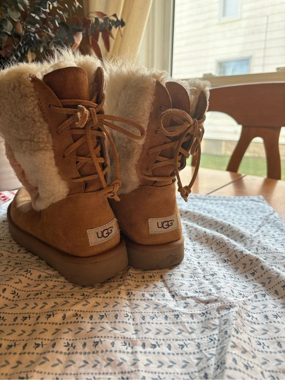 UGG Tan Suede Boots (boots with the fur!)